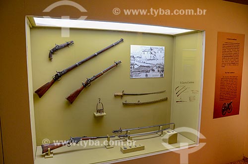  Detail of shotgun on exhibit - Conde de Linhares Military Museum (1921) - part of the permanent collection Weapons Evolution  - Rio de Janeiro city - Rio de Janeiro state (RJ) - Brazil