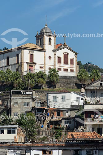  View of simple house with the Saint Teresa Convent and Church (Century XVIII)  - Rio de Janeiro city - Rio de Janeiro state (RJ) - Brazil