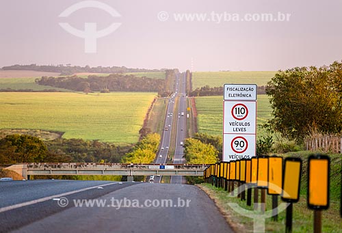  Road signs - kerbside of the Antonio Machado Santanna Highway (SP-255)  - Ribeirao Preto city - Sao Paulo state (SP) - Brazil
