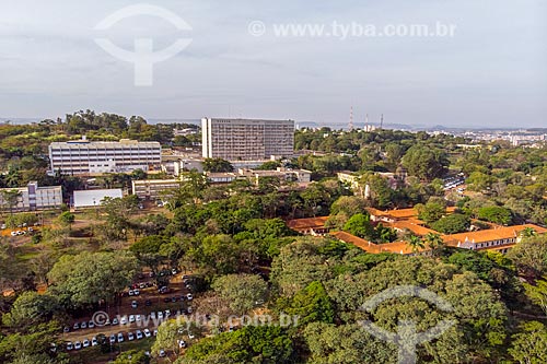  Picture taken with drone of the building of the college of Medicine - Ribeirao Preto Campus of the University of Sao Paulo  - Ribeirao Preto city - Sao Paulo state (SP) - Brazil