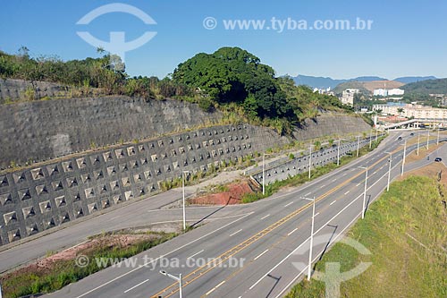  Picture taken with drone of slope on Governador Mario Covas Highway (BR-101)  - Caraguatatuba city - Sao Paulo state (SP) - Brazil