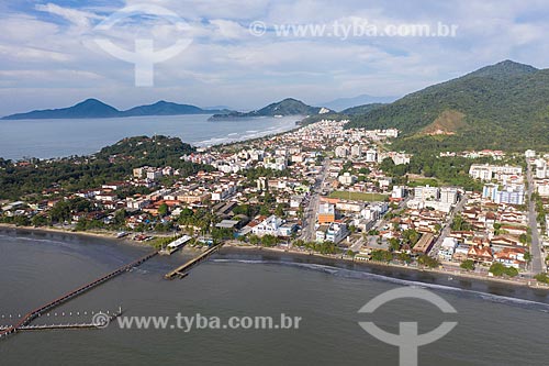  Picture taken with drone of Itagua Beach  - Ubatuba city - Sao Paulo state (SP) - Brazil