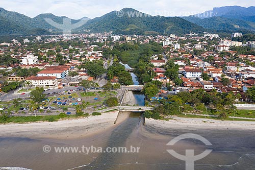  Picture taken with drone of mouth of Tavares River  - Ubatuba city - Sao Paulo state (SP) - Brazil