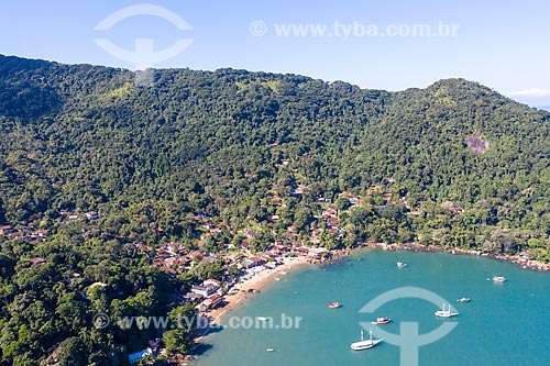  Picture taken with drone of Picinguaba Beach and Village  - Ubatuba city - Sao Paulo state (SP) - Brazil