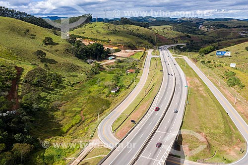  Picture taken with drone of Tamoios Highway (SP-099)  - Jambeiro city - Sao Paulo state (SP) - Brazil
