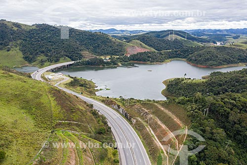  Picture taken with drone of Tamoios Highway (SP-099)  - Paraibuna city - Sao Paulo state (SP) - Brazil