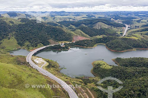  Picture taken with drone of Tamoios Highway (SP-099)  - Paraibuna city - Sao Paulo state (SP) - Brazil