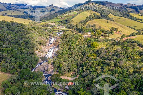  Picture taken with drone of Pimenta Waterfall  - Cunha city - Sao Paulo state (SP) - Brazil