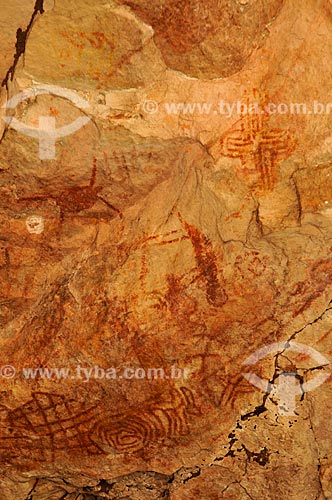  Detail of rupestrian painting - Gruta do Barro Branco Archaeological Site  - Alcinopolis city - Mato Grosso do Sul state (MS) - Brazil