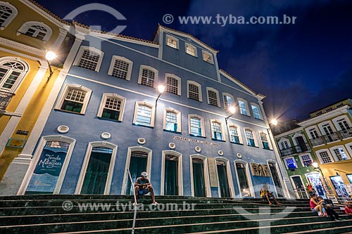 Lighted facade of the Casa de Jorge Amado Foundation - Pelourinho
