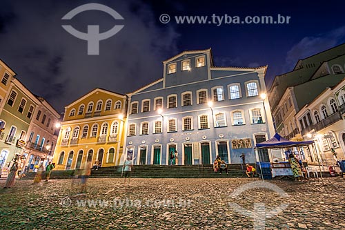 Lighted facade of the Casa de Jorge Amado Foundation - Pelourinho