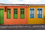  Colorful houses facade  - Lencois city - Bahia state (BA) - Brazil