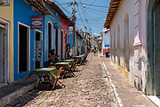  Street with colored houses  - Lencois city - Bahia state (BA) - Brazil