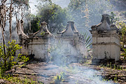  Smoke near cemetery in Byzantine style  - Andarai city - Bahia state (BA) - Brazil