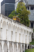  View of the Lapa Arches (1750) with Santa Teresa Tram  - Rio de Janeiro city - Rio de Janeiro state (RJ) - Brazil