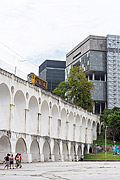  View of the Lapa Arches (1750) with Santa Teresa Tram  - Rio de Janeiro city - Rio de Janeiro state (RJ) - Brazil