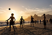  Bathers playing soccer - Ipanema Beach waterfront with the Morro Dois Irmaos (Two Brothers Mountain) in the background  - Rio de Janeiro city - Rio de Janeiro state (RJ) - Brazil