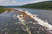  Picture taken with drone of the Salto do Yucuma waterfall, on the Uruguai River, the largest longitudinal waterfall in the world  - Derrubadas city - Rio Grande do Sul state (RS) - Brazil
