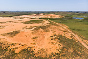  Picture taken with drone of native pasture in the process of sanding in southern fields  - Quarai city - Rio Grande do Sul state (RS) - Brazil