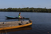  Riverines in a canoe on the river - Igapo-Açu Sustainable Development Reserve  - Borba city - Amazonas state (AM) - Brazil