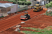 Machine works in compacting the street soil to be paved  - Sao Jose do Rio Preto city - Sao Paulo state (SP) - Brazil