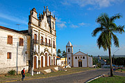  Sagrado Coracao de Jesus Church and Convent (1742) with the Church of Saints Cosme and Damiao (1535) in the background - considered the oldest church in Brazil  - Igarassu city - Pernambuco state (PE) - Brazil
