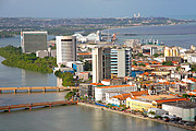  Aerial view of Old Recife with Olinda in the background  - Recife city - Pernambuco state (PE) - Brazil