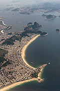  Aerial view of Arpoador and Copacabana Beach with Niteroi city in the background  - Rio de Janeiro city - Rio de Janeiro state (RJ) - Brazil