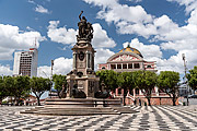  Sao Sebastiao Square - well as the Copacabana pattern was inspired by the Rossio Square in Lisbon - with the Monument to Open Ports to Friendly Nations (1900) and Amazon Theatre (1896)  - Manaus city - Amazonas state (AM) - Brazil