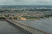 Aerial view of Journalist Phelippe Daou Bridge (2011) - also known as Negro River Bridge  - Manaus city - Amazonas state (AM) - Brazil