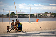  People wearing a mask on the edge of Copacabana Beach - Coronavirus Crisis  - Rio de Janeiro city - Rio de Janeiro state (RJ) - Brazil