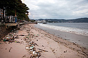  Flechas Beach with lots of urban waste and polluted sea during quarantine - Coronavirus Crisis  - Niteroi city - Rio de Janeiro state (RJ) - Brazil