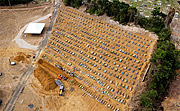  Picture taken with drone of burials being carried out in mass graves at the Nossa Senhora Aparecida Cemetery - Coronavirus Crisis  - Manaus city - Amazonas state (AM) - Brazil