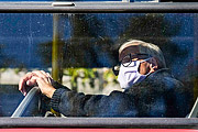  Elderly wearing protective mask inside bus - Coronavirus Crisis  - Porto Alegre city - Rio Grande do Sul state (RS) - Brazil