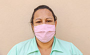  Woman at home with protective mask during quarantine period - Coronavirus Crisis  - Guarani city - Minas Gerais state (MG) - Brazil