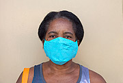  Woman at home with protective mask during quarantine period - Coronavirus Crisis  - Guarani city - Minas Gerais state (MG) - Brazil