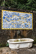  Fountain with panel of tiles with the map of the Tijuca Forest (1946) near to Cascatinha Taunay (Cascade Taunay)  - Rio de Janeiro city - Rio de Janeiro state (RJ) - Brazil