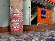  Campaign poster in favor of social isolation at the entrance of a bank in Cinelandia - Coronavirus Crisis  - Rio de Janeiro city - Rio de Janeiro state (RJ) - Brazil