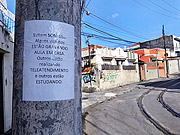  Poster on post with warning about loud sound in the neighborhood - Coronavirus Crisis  - Rio de Janeiro city - Rio de Janeiro state (RJ) - Brazil