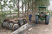  Hitching plow on tractor - Tupiniquim ethnic group Pau Brasil  - Aracruz city - Espirito Santo state (ES) - Brazil