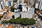  Picture taken with drone of Sao Camilo Hospital and Nossa Senhora do Rosario Parish in Pompeia  - Sao Paulo city - Sao Paulo state (SP) - Brazil