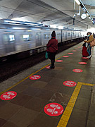  Trensurb train station with floor marking for social distance - Coronavirus Crisis  - Porto Alegre city - Rio Grande do Sul state (RS) - Brazil