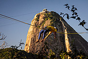  Practitioner of slackline with the Sugarloaf in the background  - Rio de Janeiro city - Rio de Janeiro state (RJ) - Brazil