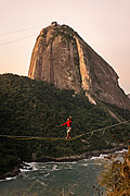  Practitioner of slackline with the Sugarloaf in the background  - Rio de Janeiro city - Rio de Janeiro state (RJ) - Brazil