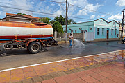 Street cleaning to combat Covid 19 pandemic - Coronavirus Crisis  - Guarani city - Minas Gerais state (MG) - Brazil