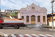  Street cleaning to combat Covid 19 pandemic - Coronavirus Crisis  - Guarani city - Minas Gerais state (MG) - Brazil
