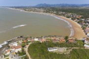 Picture taken with drone of the Our Lady of Nazare Parish and Ponta da Fruta beach - Vila Velha city - Espirito Santo state (ES) - Brazil