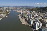 Picture taken with drone of the the historic center of Vitoria and the disabled port - Vila Velha Port on the left - Vitoria city - Espirito Santo state (ES) - Brazil