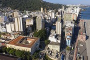 Picture taken with drone of the city center - on the left Anchieta Palace and Barbara Lindenberg stairs below - Vitoria city - Espirito Santo state (ES) - Brazil