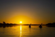 Kayaks on the Parnaiba River at sunset - Border of Piaui with Maranhao - Miguel Alves city - Piaui state (PI) - Brazil